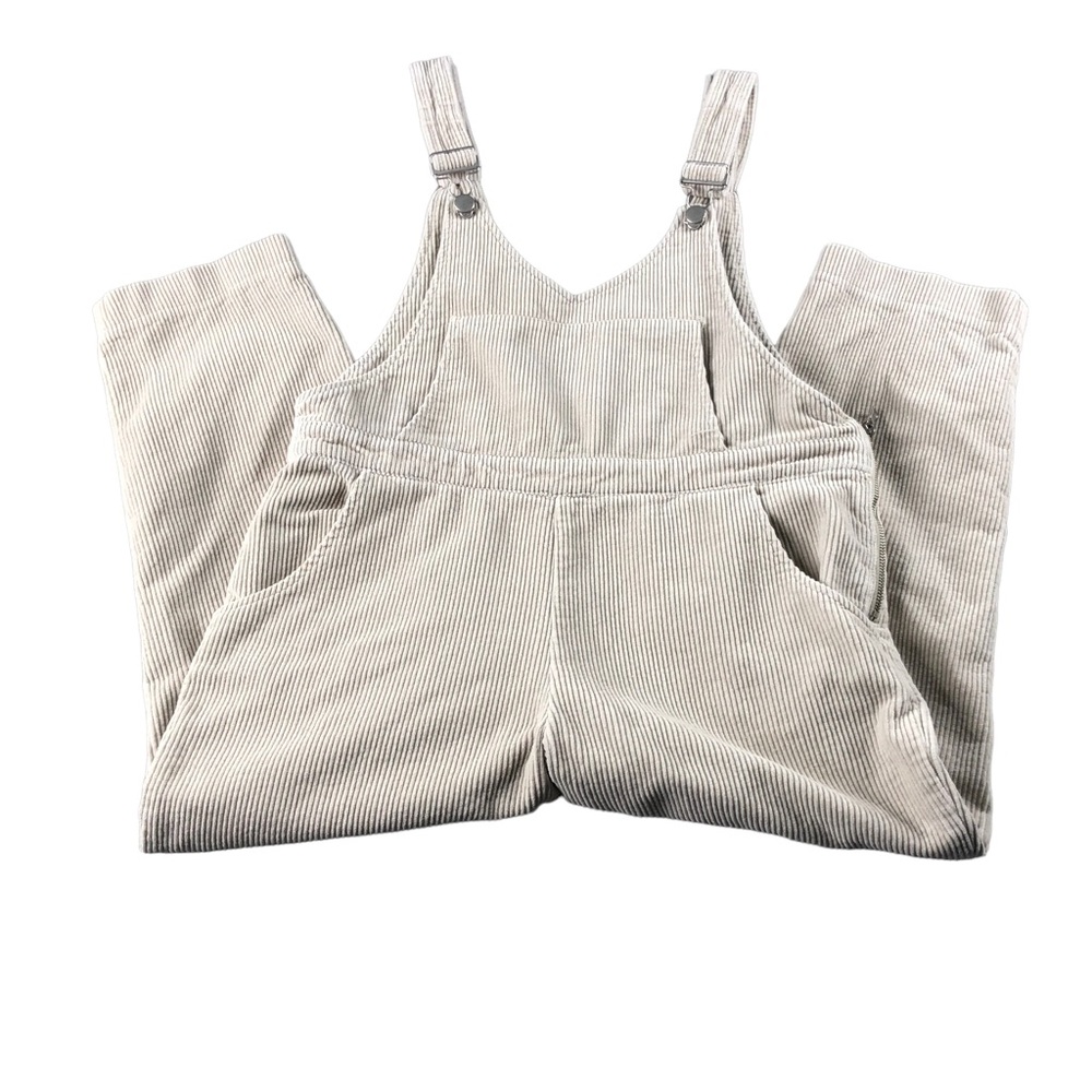 Zara Cream Corduroy Crop Overalls